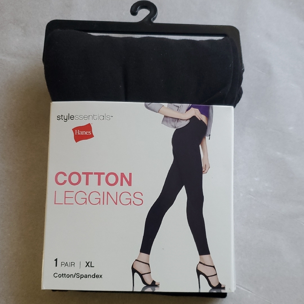Hanes Classic Black Cotton Leggings